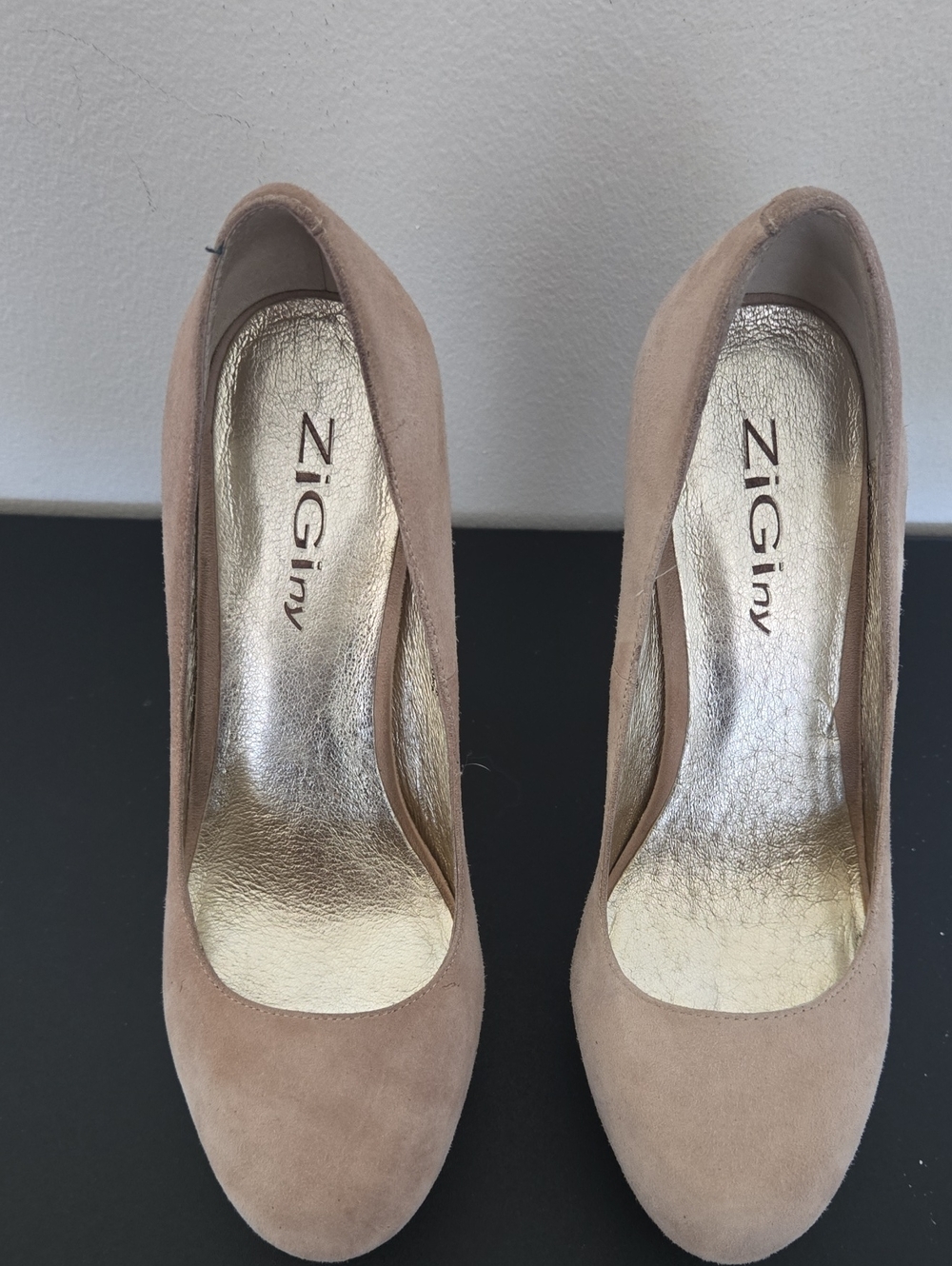 Taupe Suede Rounded-Toe 5" Heels